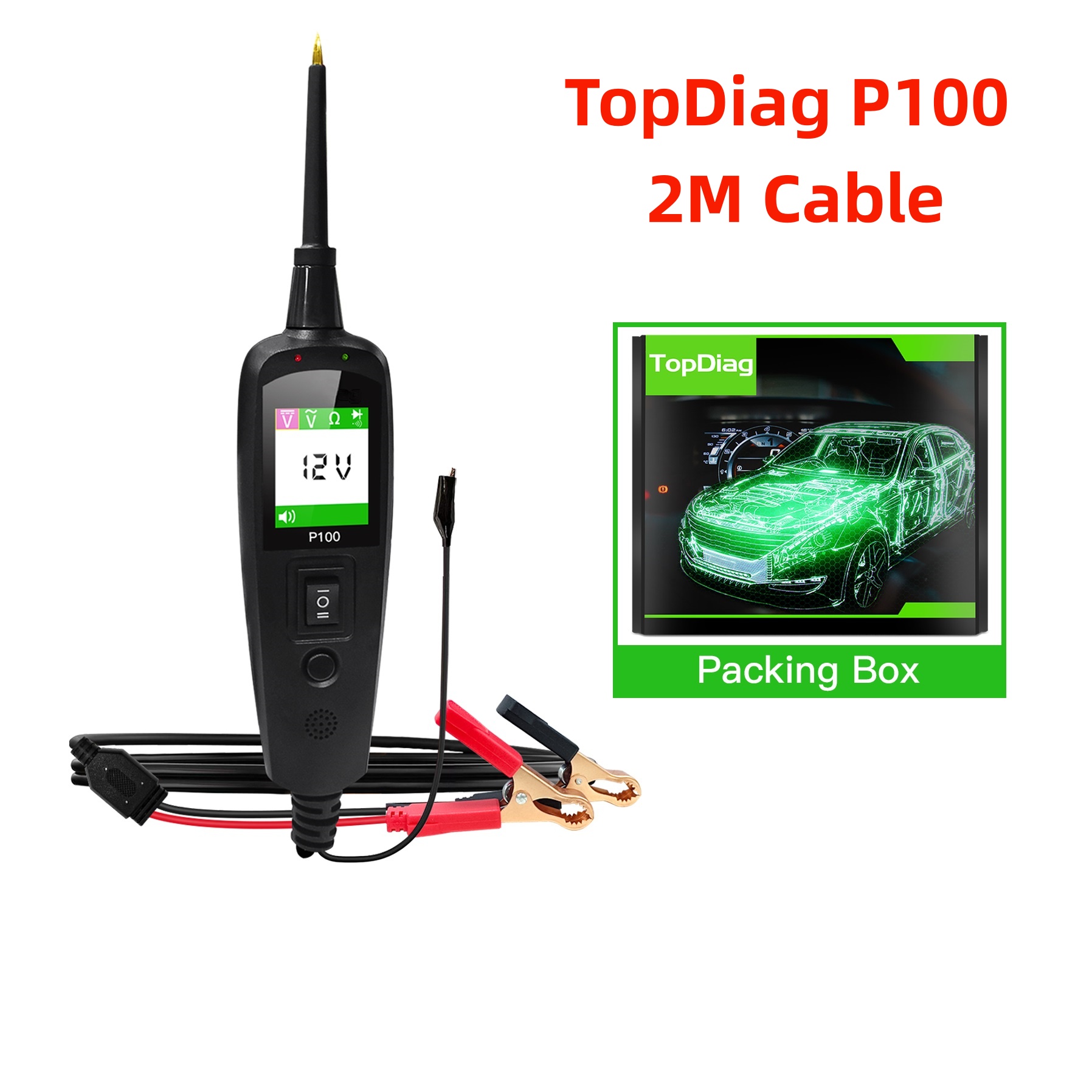 Power Tools Kits - TopDiag P100 2M 車用電気回路テスター 2V 24V
