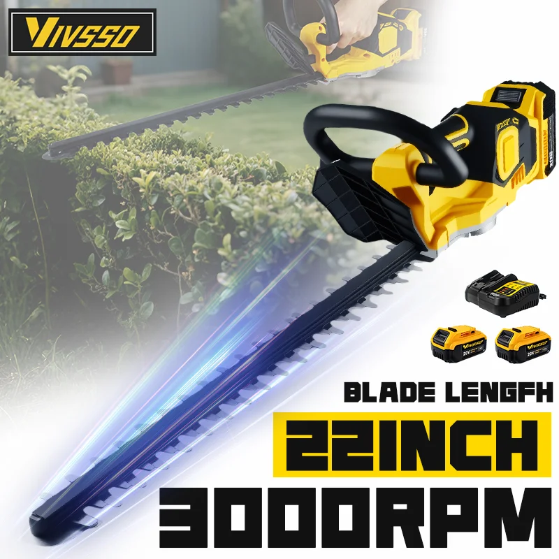 Power Tools Usa - VIVSSO コードレス電動ヘッジトリマー芝刈り機家庭用低木除草剪定機ガーデンツール デウォルト20vバッテリーピン対応
