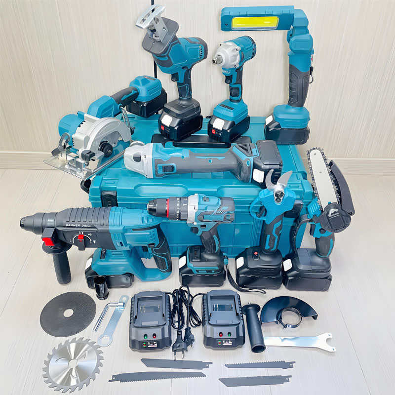 Power Tools Kits - 高品質21Vツール ブラシレスコードレスドリル ポータブルスクリュードライバー ドリル9点セット 家具修理用電動工具キット