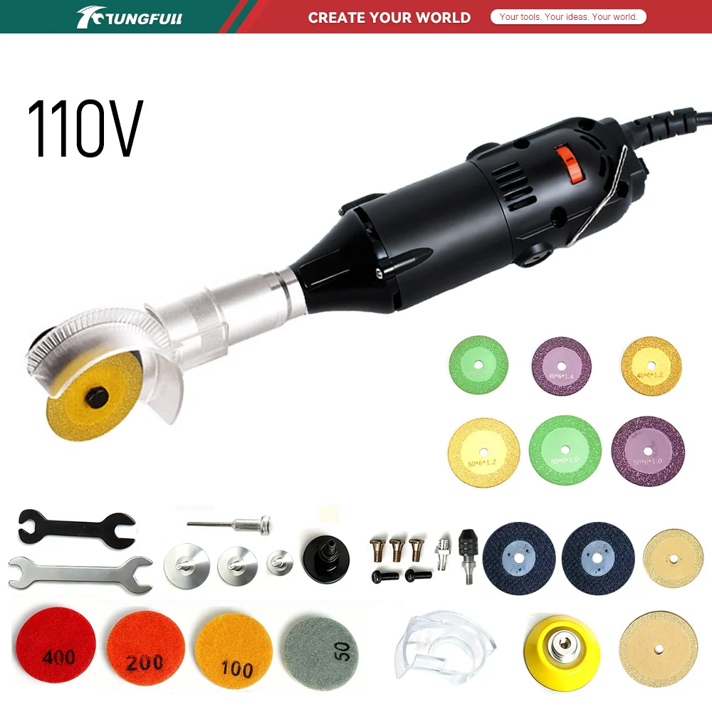 Power Tools Usa - TUNGFULL 110V ミニアングルグラインダー電動研磨機ポータブル研削ツール金属木材石切断修理 DIY