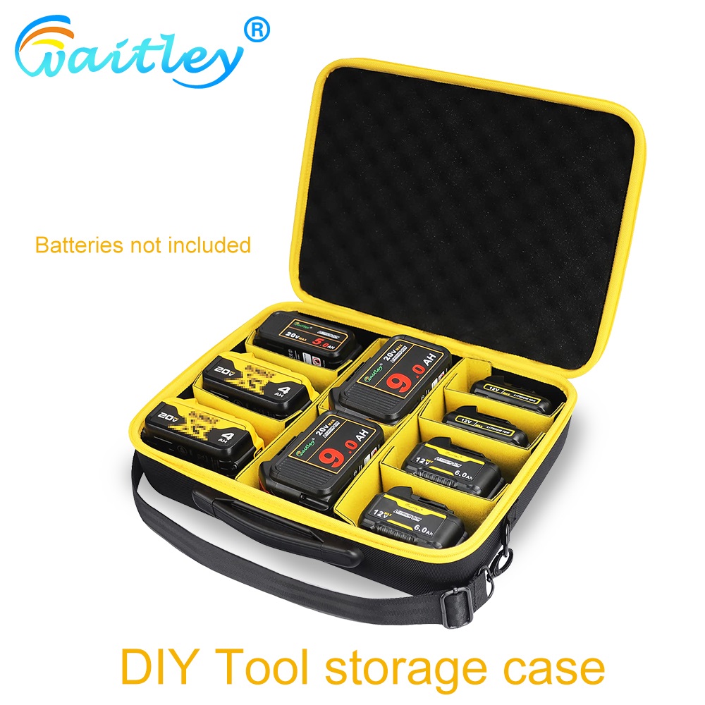 Power Tools Book - Waitley ポータブル電動工具バッテリー収納ケース防水アクセサリーボックス DEWALT ect バッテリーストアキャリー、パーティション可能