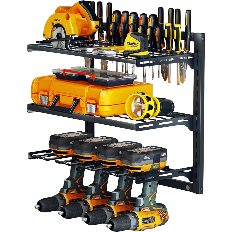 Power Tools Organizer Diy - 電動工具収納ラック 3層壁掛けツール棚 電動ドリルドライバー収納フレーム ポータブル倉庫オーガナイザー