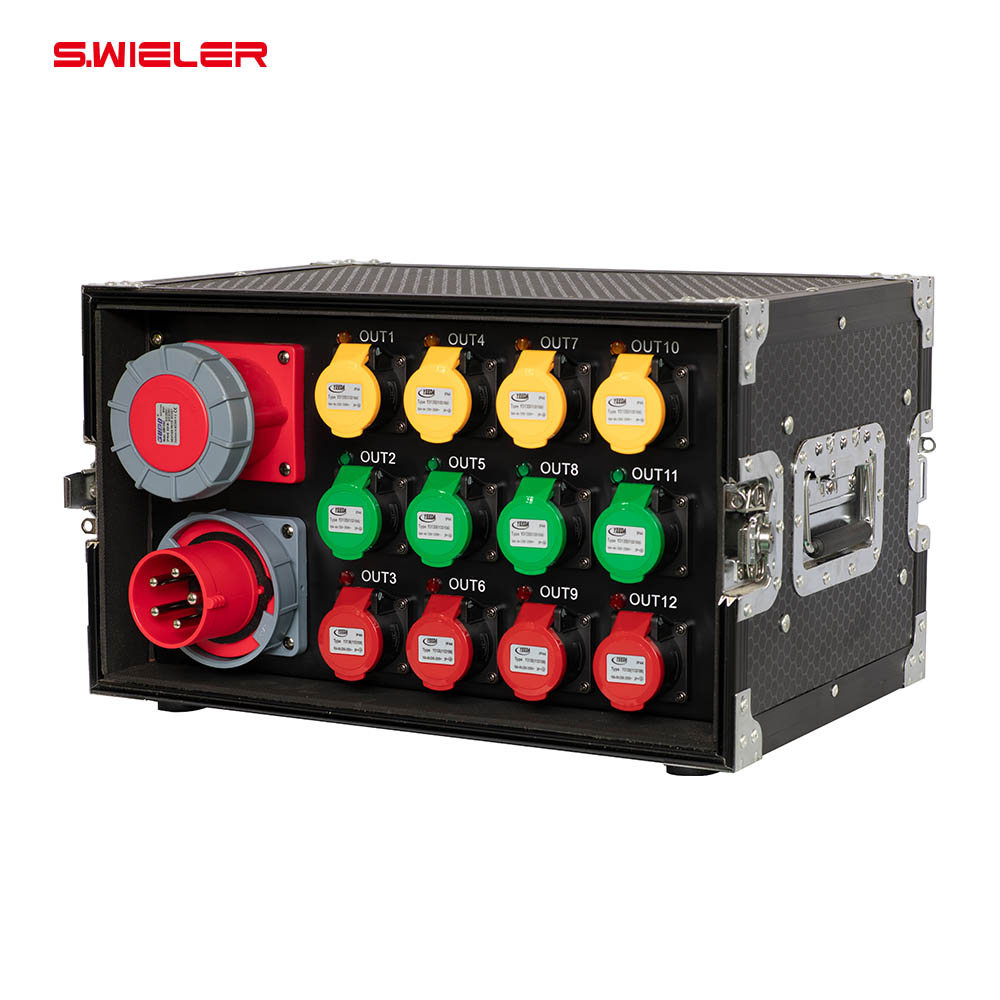 Power Tools Distributor - キャビネット電源分配ボックス、5ピン63A入力、16A出力、12チャンネル、ステージ用フランス式コンセントディストリビューター