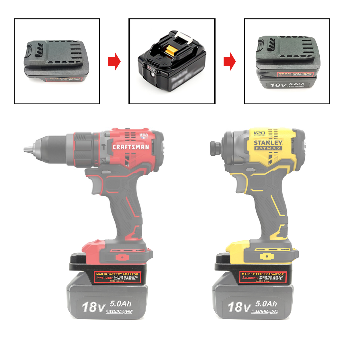 マキタ 18V リチウムイオン電池用バッテリーアダプターコン - Power Tools Stanley のレビューと価格
