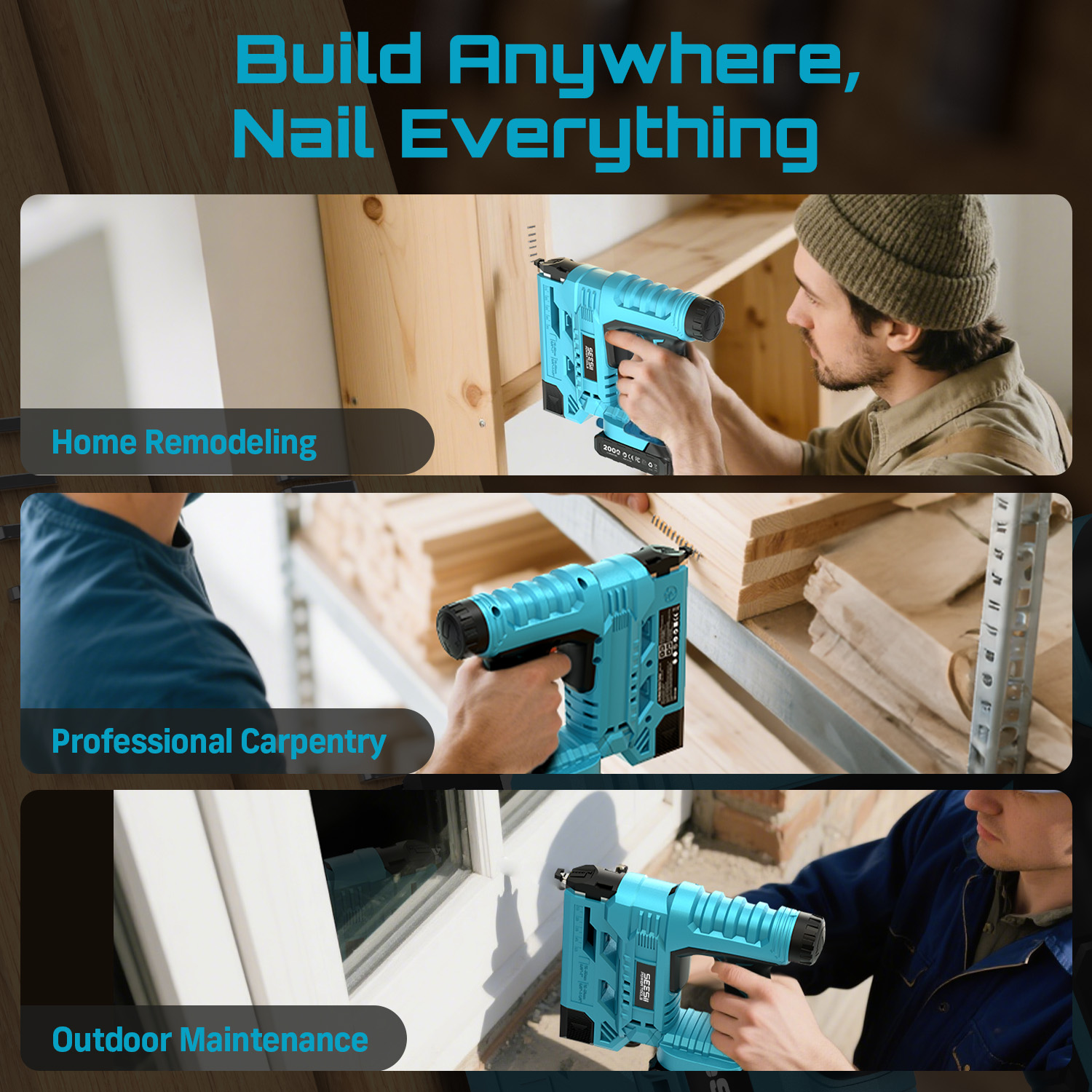 SEESII 電動ネイルガン コードレス 2 in1 18ゲ - Power Tools Manual のレビューと価格