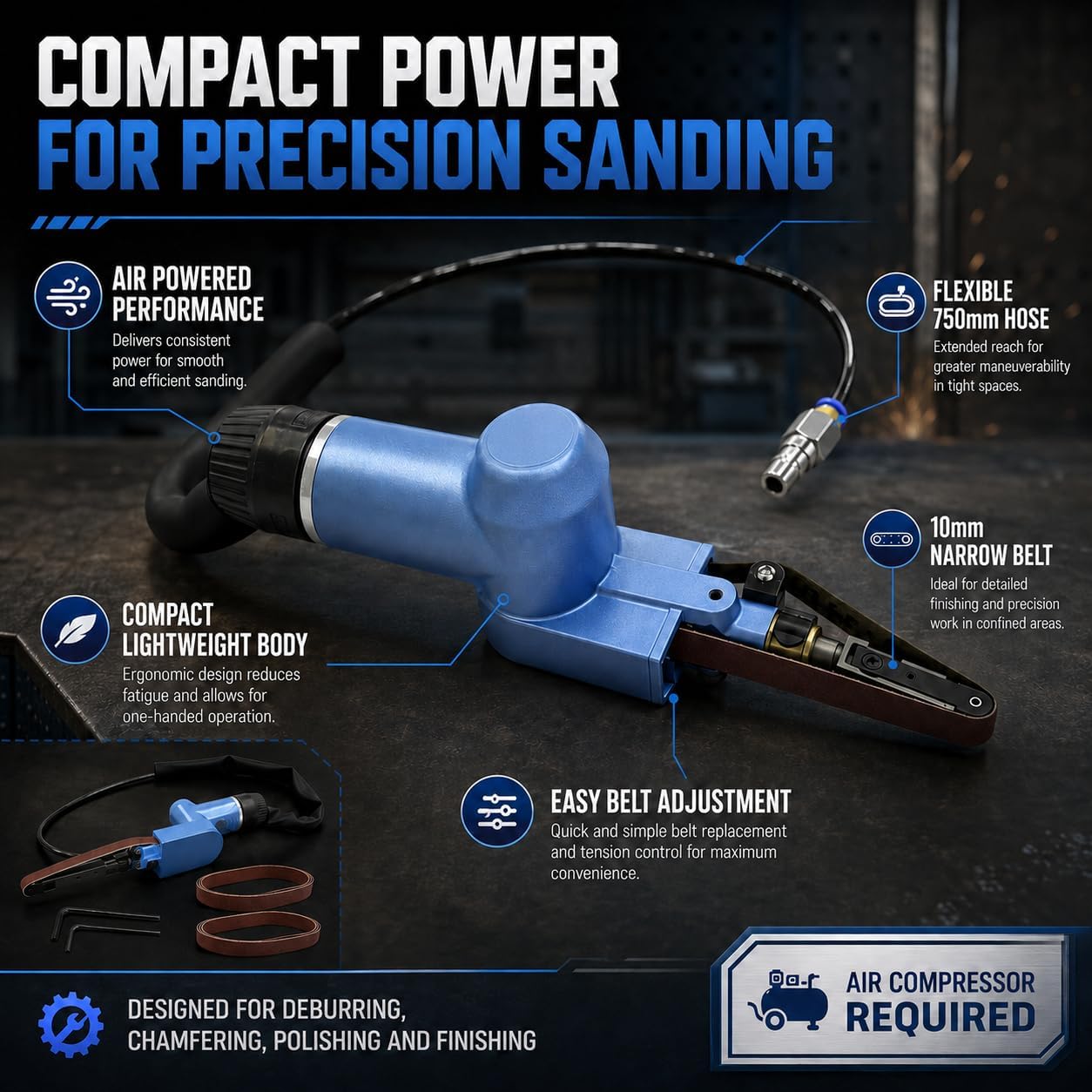 WILIN 空気圧式フィンガーベルトサンダー、精密仕上げ、コ - Detail Sander Corner のレビューと価格
