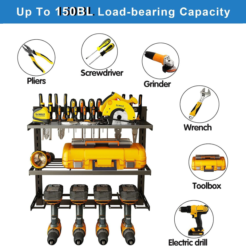 電動工具収納ラック 3層壁掛けツール棚 電動ドリルドライバー - Power Tools Organizer Diy のレビューと価格