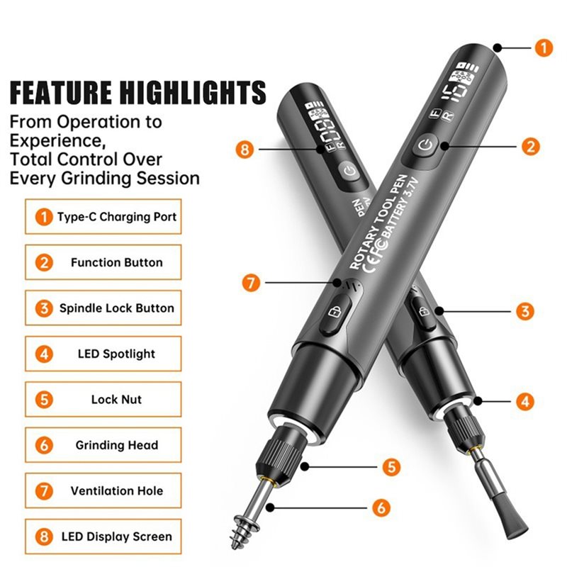 FYBL-ワイヤレス電動ミニグラインダー 3.7V 1000 - Power Tools Safety のレビューと価格