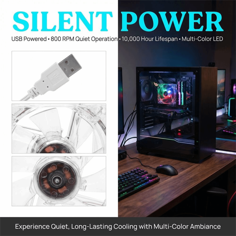 8 センチメートルサイズ USB 冷却ファン LED ライト - Power Tools Book のレビューと価格