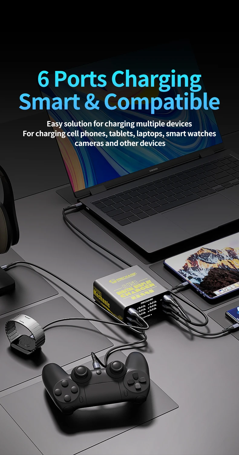 MECHANIC 6 ポート USB 高速充電ステーション視 - Power Tools Book のレビューと価格